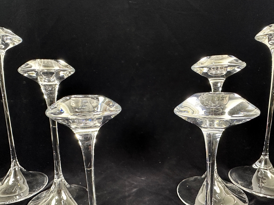 (6) Kosta Boda Swedish 'Fanfare' Mouth-Blown Glass Candlestick Holders Designed By Kjell Engman From 7'H To 11'H [Photo 13]