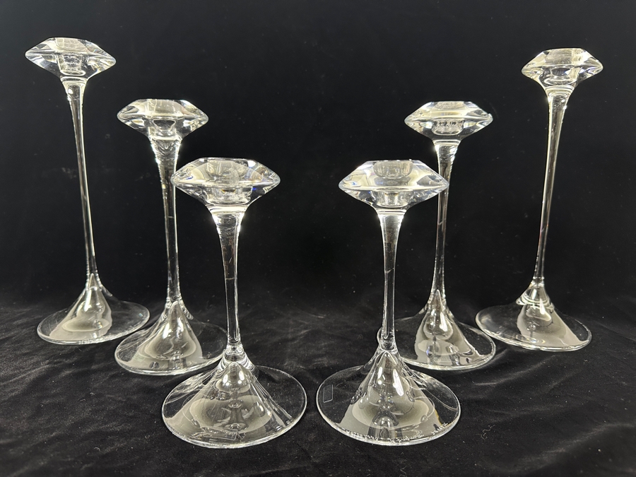 (6) Kosta Boda Swedish 'Fanfare' Mouth-Blown Glass Candlestick Holders Designed By Kjell Engman From 7'H To 11'H [Photo 4]
