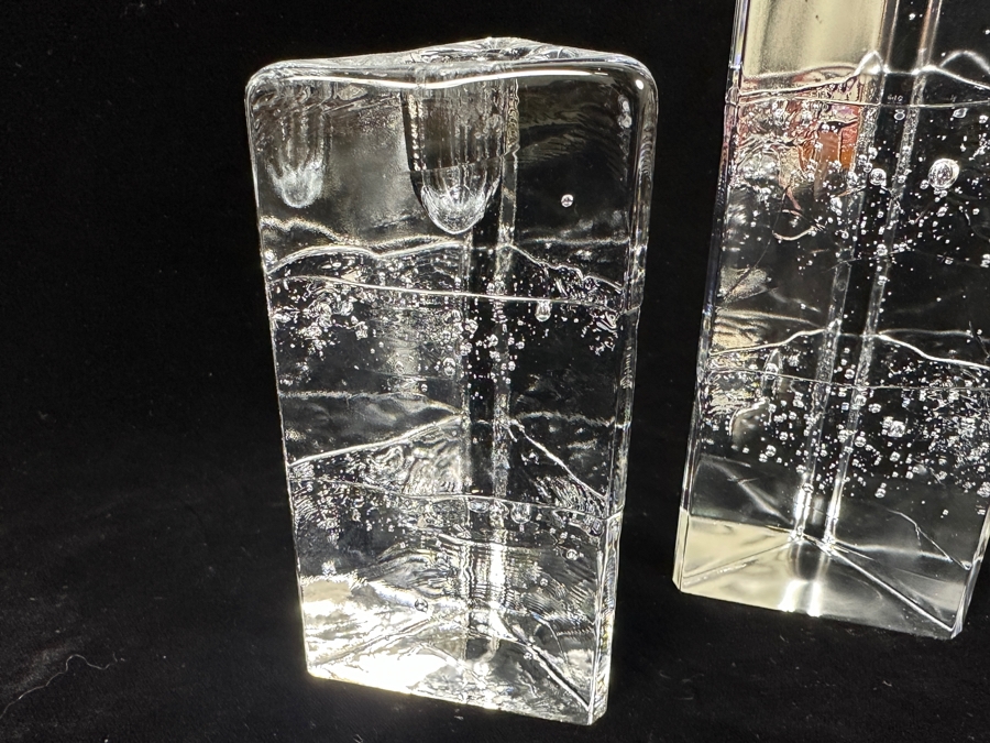 (3) Iittala Glass Arkipelago Ice Block Candle Holders Designed By Timo Sarpaneva From Finland From 4'H To 8.75'H [Photo 5]