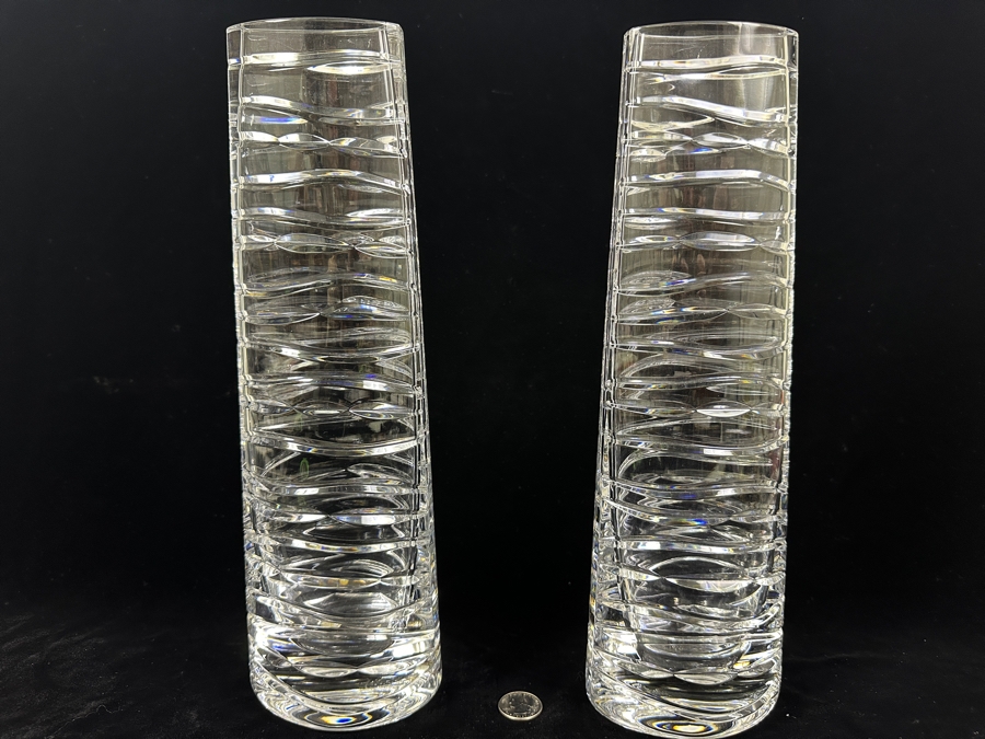 Pair Of Birks Crystal Vases 13.75'H [Photo 2]