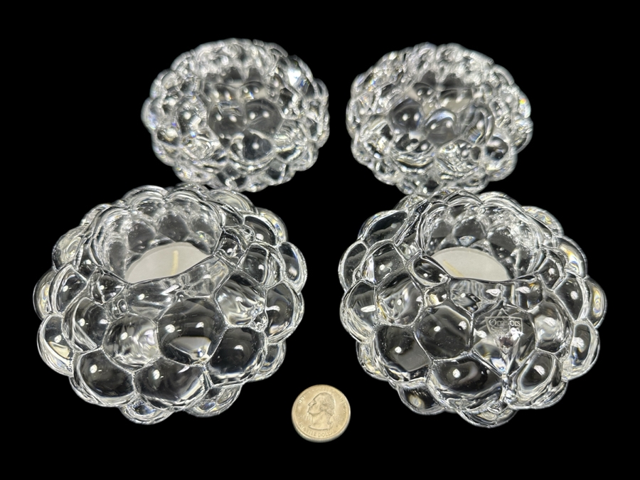 (4) Orrefors Sweden Crystal Votives 4.5W