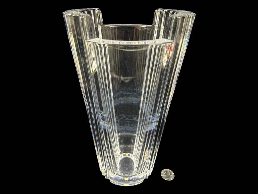 Stunning Orrefors Sweden Crystal Vase 10.75H