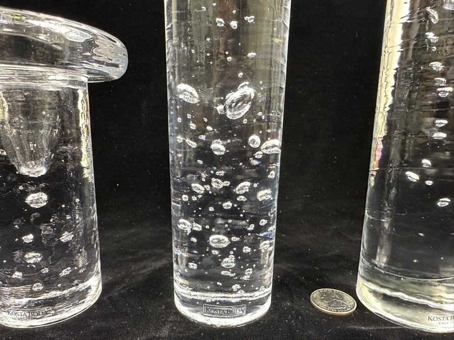 (3) Kosta Boda Sweden Model 'Cool' Bubble Candlesticks Candle Holders 5.5'H To 11.75'H [Photo 4]