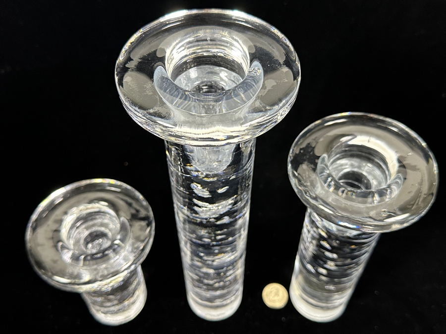 (3) Kosta Boda Sweden Model 'Cool' Bubble Candlesticks Candle Holders 5.5'H To 11.75'H [Photo 8]