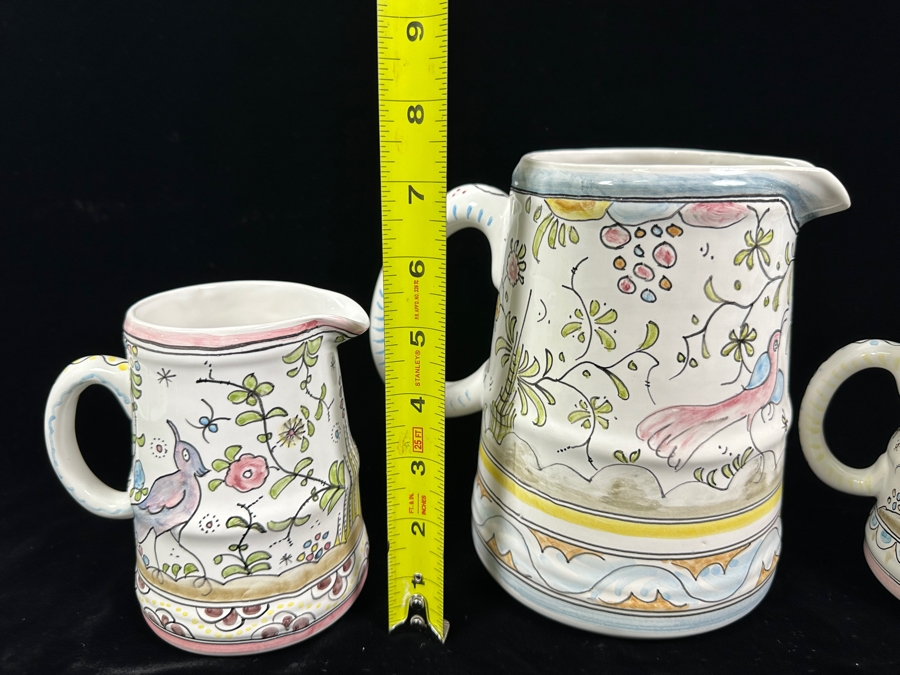 (3) Berardos Hand Painted Portuguese Pottery Pitchers 5.5'H and 7.5'H	 [Photo 5]
