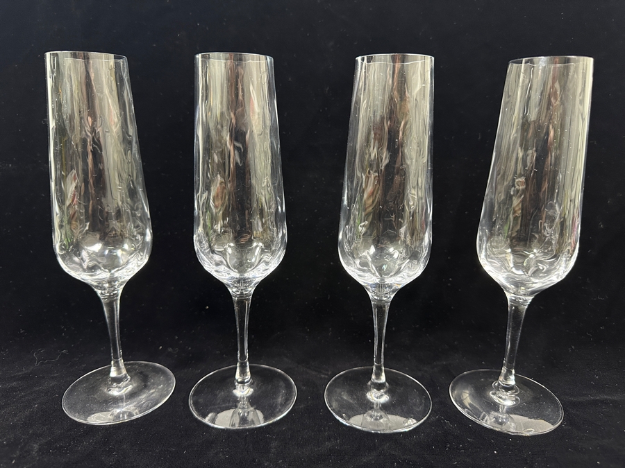 (4) Orrefors Sweden Crystal Champagne Flutes 9H [Photo 2]