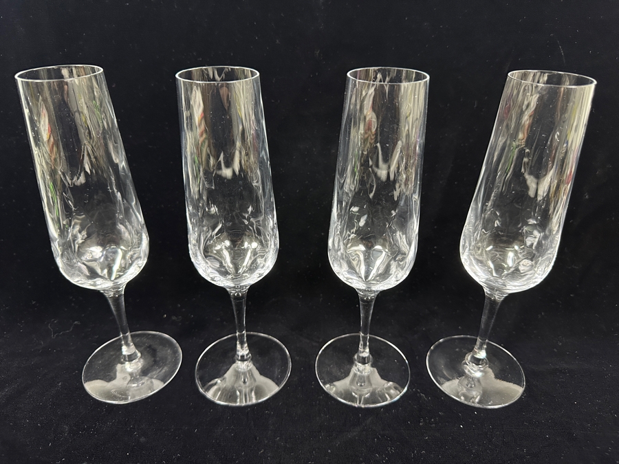 (4) Orrefors Sweden Crystal Champagne Flutes 9H [Photo 3]