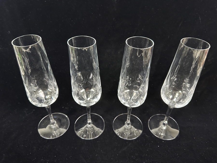 (4) Orrefors Sweden Crystal Champagne Flutes 9H [Photo 4]