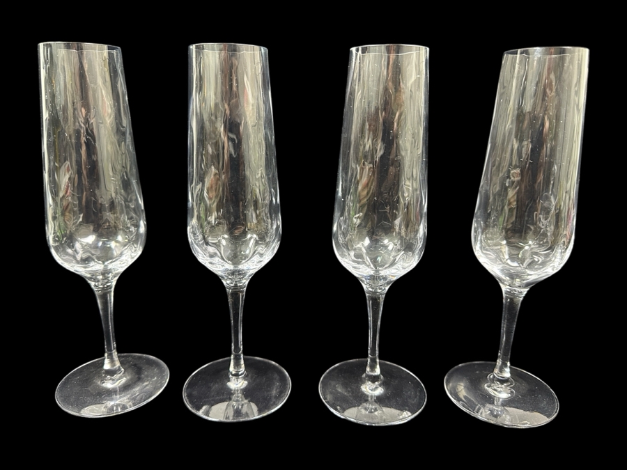 (4) Orrefors Sweden Crystal Champagne Flutes 9H [Photo 1]