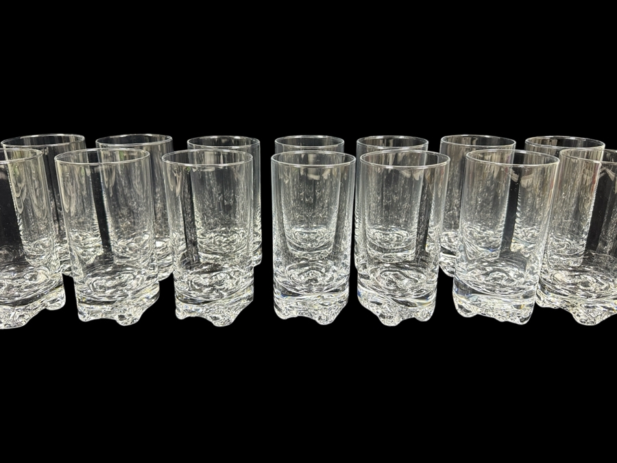 (14) Iittala Finland Gaissa Double Old Fashioned Glasses Designed By Tapio Wirkkala In 1973 Inspired By Artic Landscapes Featuring A Rocky, Textured Base Resembling Ice 5.5'H Replacements Value $1,259