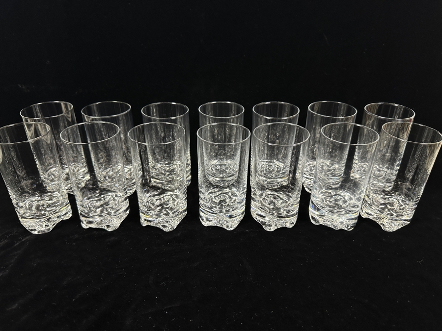 (14) Iittala Finland Gaissa Double Old Fashioned Glasses Designed By Tapio Wirkkala In 1973 Inspired By Artic Landscapes Featuring A Rocky, Textured Base Resembling Ice 5.5'H Replacements Value $1,259 [Photo 3]