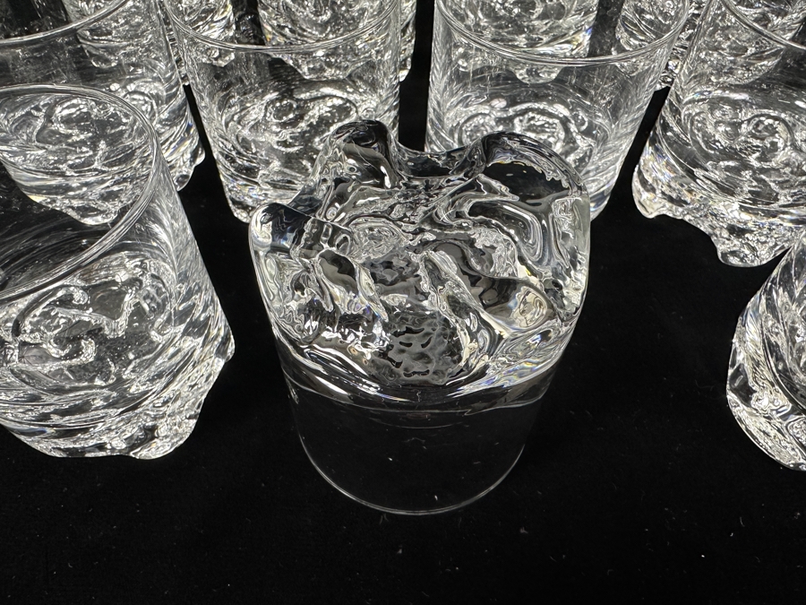 (11) Iittala Finland Gaissa Double Old Fashioned Glasses Designed By Tapio Wirkkala In 1973 Inspired By Artic Landscapes Featuring A Rocky, Textured Base Resembling Ice 3 1/2'H Replacements Value $989 [Photo 9]