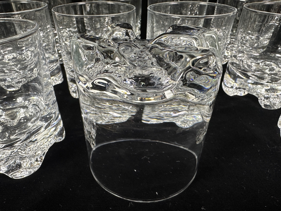 (11) Iittala Finland Gaissa Double Old Fashioned Glasses Designed By Tapio Wirkkala In 1973 Inspired By Artic Landscapes Featuring A Rocky, Textured Base Resembling Ice 3 1/2'H Replacements Value $989 [Photo 8]