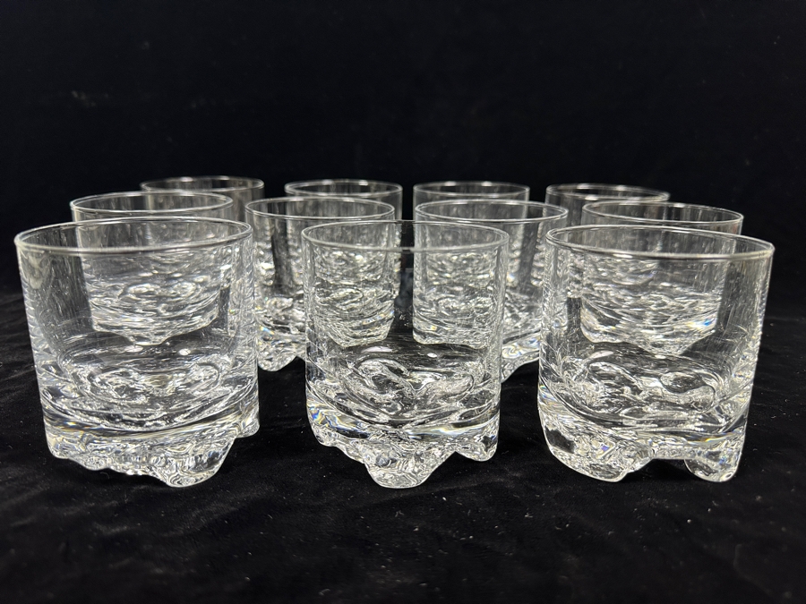 (11) Iittala Finland Gaissa Double Old Fashioned Glasses Designed By Tapio Wirkkala In 1973 Inspired By Artic Landscapes Featuring A Rocky, Textured Base Resembling Ice 3 1/2'H Replacements Value $989 [Photo 2]