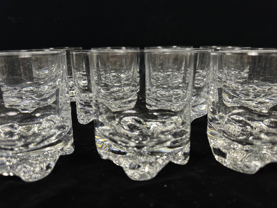 (11) Iittala Finland Gaissa Double Old Fashioned Glasses Designed By Tapio Wirkkala In 1973 Inspired By Artic Landscapes Featuring A Rocky, Textured Base Resembling Ice 3 1/2'H Replacements Value $989 [Photo 5]