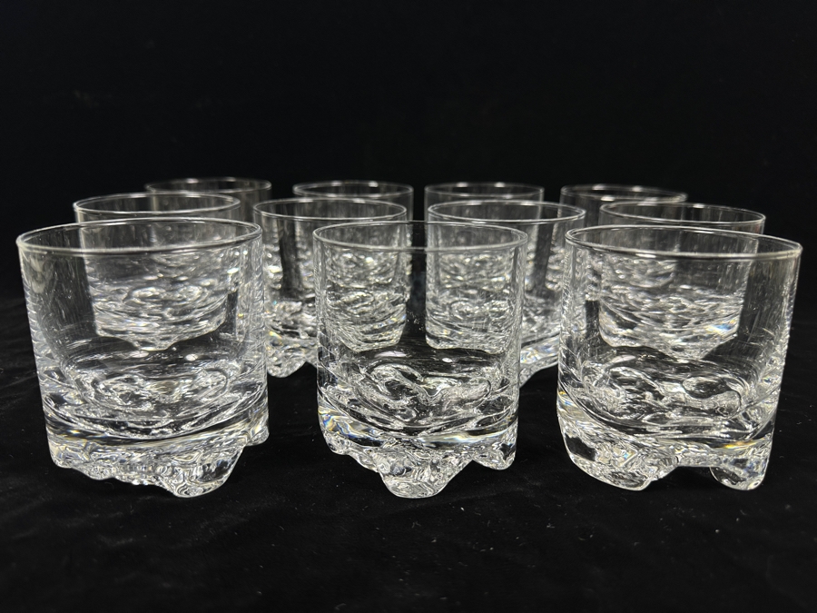 (11) Iittala Finland Gaissa Double Old Fashioned Glasses Designed By Tapio Wirkkala In 1973 Inspired By Artic Landscapes Featuring A Rocky, Textured Base Resembling Ice 3 1/2'H Replacements Value $989 [Photo 3]