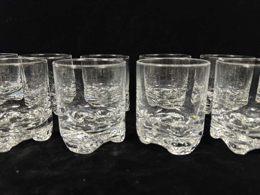 (12) Iittala Finland Gaissa Old Fashioned Glasses Designed By Tapio Wirkkala In 1973 Inspired By Artic Landscapes Featuring A Rocky, Textured Base Resembling Ice 3 3/8'H Replacements Value $719 [Photo 5]
