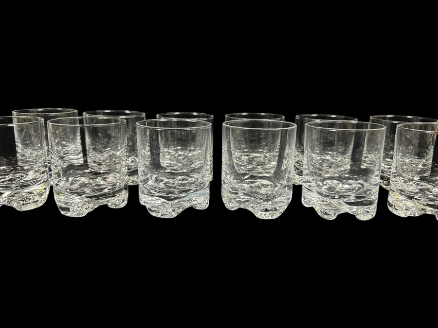 (12) Iittala Finland Gaissa Old Fashioned Glasses Designed By Tapio Wirkkala In 1973 Inspired By Artic Landscapes Featuring A Rocky, Textured Base Resembling Ice 3 3/8'H Replacements Value $719 [Photo 1]