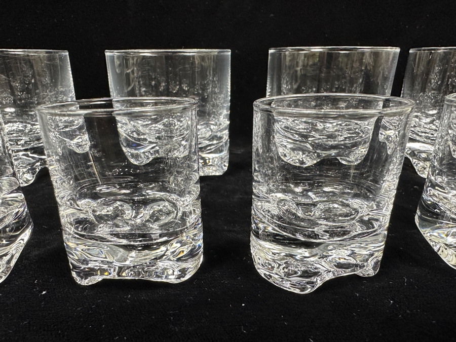 Iittala Finland Gaissa Glasses Designed By Tapio Wirkkala In 1973 Inspired By Artic Landscapes Featuring A Rocky, Textured Base Resembling Ice (4) Liquor Cocktail 2 5/8'H And (4) Cordial Glasses 2 1/8'H Replacements Value $279 [Photo 4]