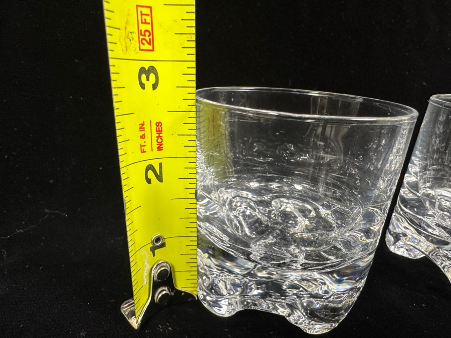 Iittala Finland Gaissa Glasses Designed By Tapio Wirkkala In 1973 Inspired By Artic Landscapes Featuring A Rocky, Textured Base Resembling Ice (4) Liquor Cocktail 2 5/8'H And (4) Cordial Glasses 2 1/8'H Replacements Value $279 [Photo 9]