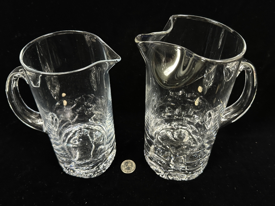 Pair Of Iittala Finland Gaissa Pitchers Designed By Tapio Wirkkala In 1973 Inspired By Artic Landscapes Featuring A Rocky, Textured Base Resembling Ice 8H And 8.75H [Photo 5]