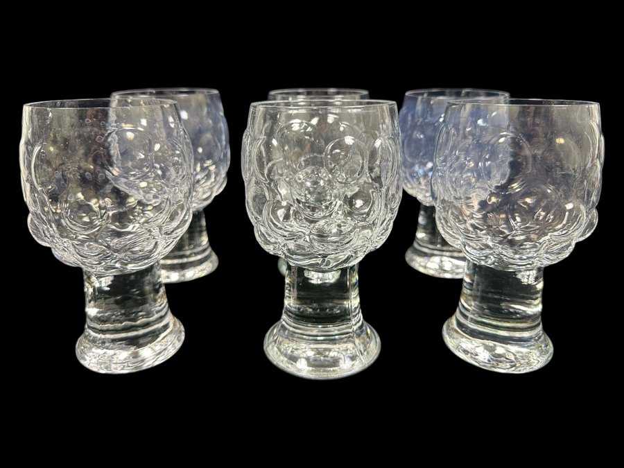 (6) Kosta Boda Sweden Grape Beer Glasses 5.75H Replacements Value $299 [Photo 1]