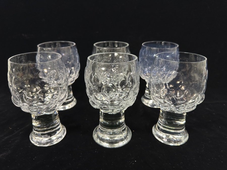 (6) Kosta Boda Sweden Grape Beer Glasses 5.75H Replacements Value $299 [Photo 3]