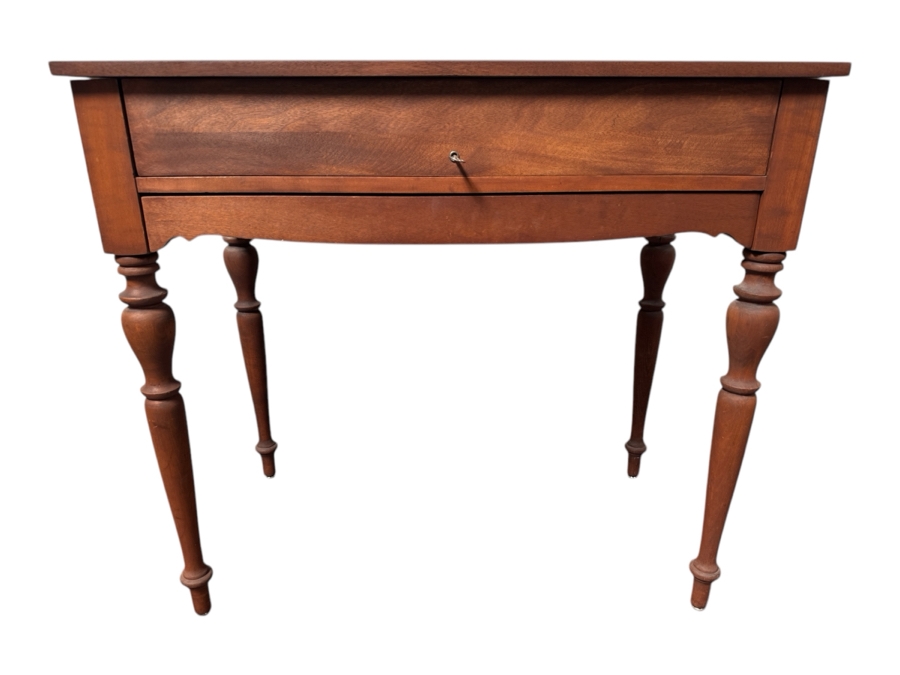 Just Added - Antique Mahogany Spinet Writing Desk With Flip-Top By H. E. Shaw Furniture Co. Grand Rapids, Michigan 36W X 20D X 32.5H [Photo 2]