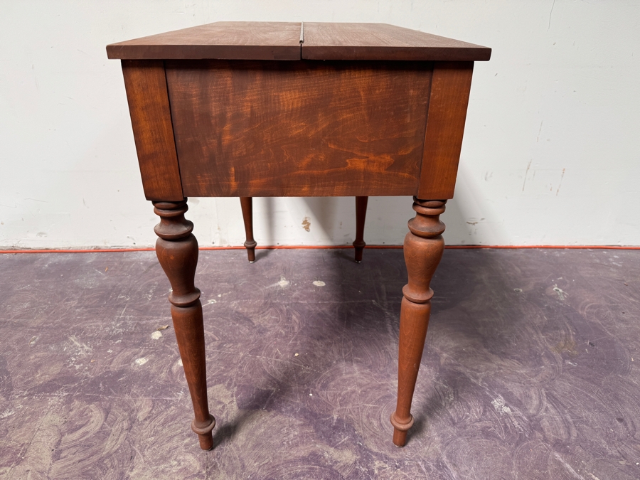 Just Added - Antique Mahogany Spinet Writing Desk With Flip-Top By H. E. Shaw Furniture Co. Grand Rapids, Michigan 36W X 20D X 32.5H [Photo 4]
