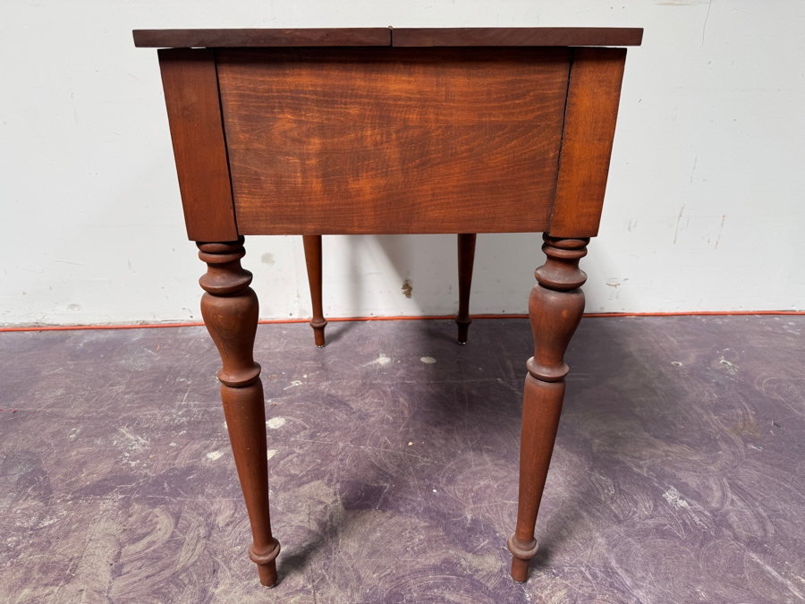 Just Added - Antique Mahogany Spinet Writing Desk With Flip-Top By H. E. Shaw Furniture Co. Grand Rapids, Michigan 36W X 20D X 32.5H [Photo 5]
