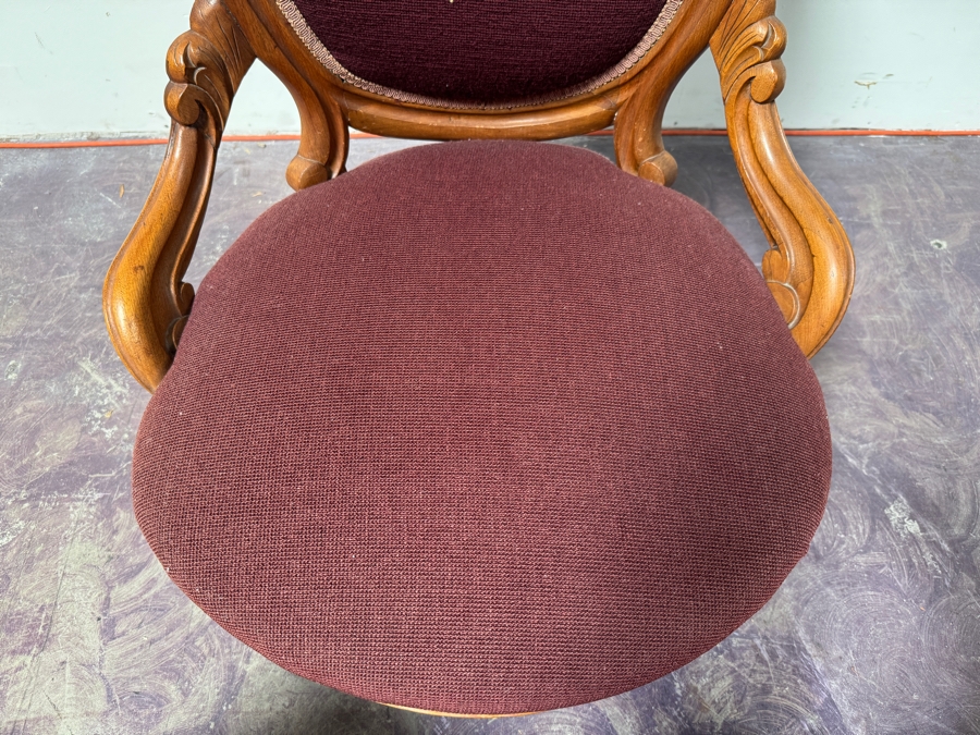 Just Added - Antique Victorian Parlor Chair With Needlepoint Back [Photo 6]