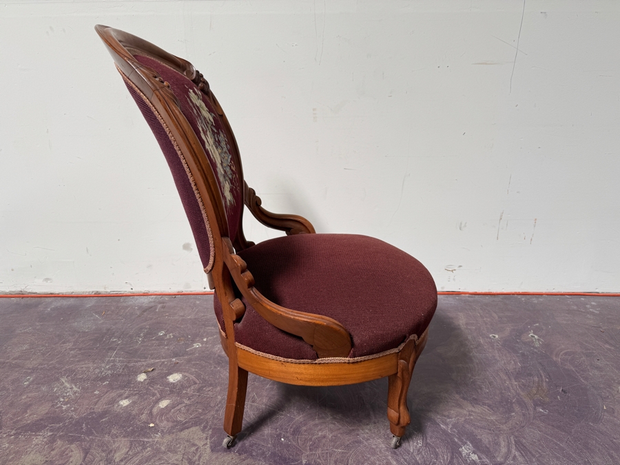 Just Added - Antique Victorian Parlor Chair With Needlepoint Back [Photo 10]