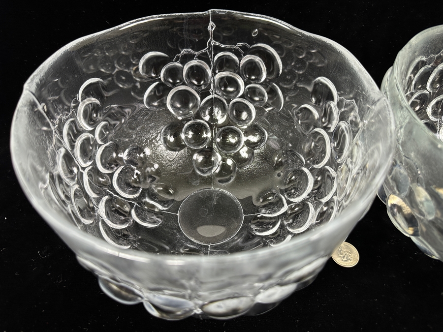 Just Added - Pair Of Kosta Boda Sweden Grape Bowls 8.5W X 5.5H & 9W X 5.25H Replacements Value $204 [Photo 5]