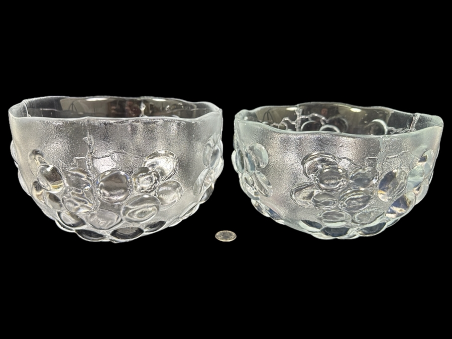 Just Added - Pair Of Kosta Boda Sweden Grape Bowls 8.5W X 5.5H & 9W X 5.25H Replacements Value $204 [Photo 1]