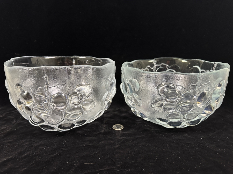 Just Added - Pair Of Kosta Boda Sweden Grape Bowls 8.5W X 5.5H & 9W X 5.25H Replacements Value $204 [Photo 2]
