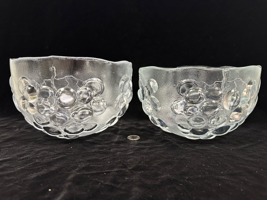 Just Added - Pair Of Kosta Boda Sweden Grape Bowls 8.5W X 5.5H & 9W X 5.25H Replacements Value $204 [Photo 3]