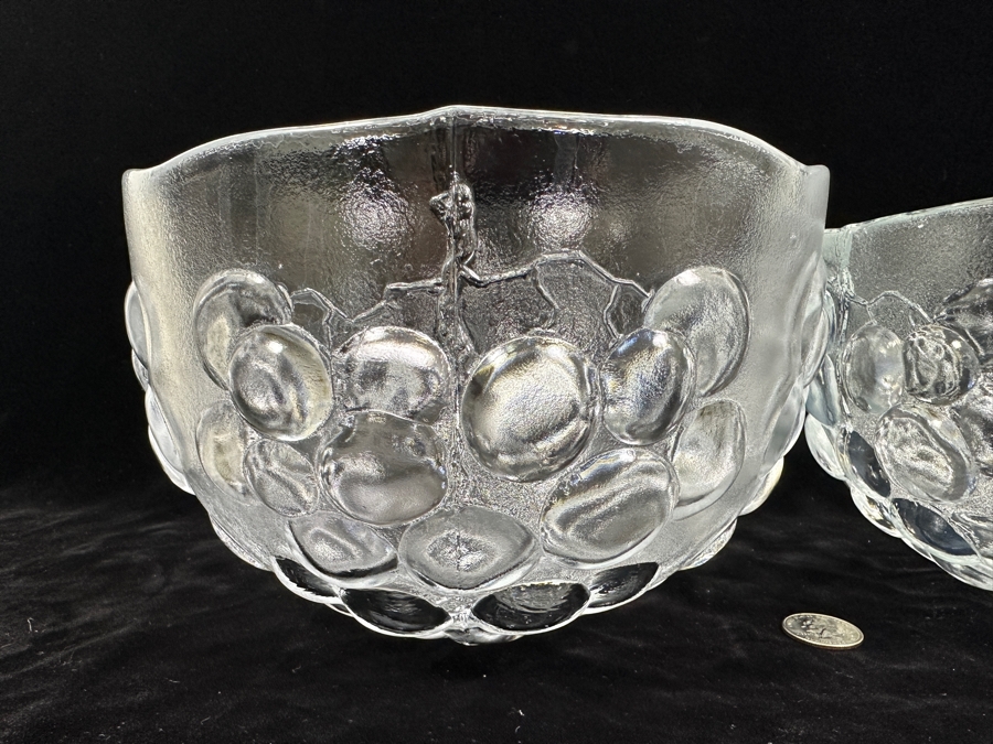 Just Added - Pair Of Kosta Boda Sweden Grape Bowls 8.5W X 5.5H & 9W X 5.25H Replacements Value $204 [Photo 4]