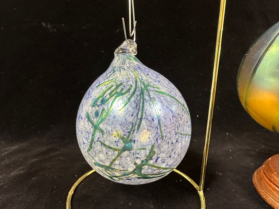 Just Added - (4) Handblown Art Glass Balls With Stands 7H [Photo 4]