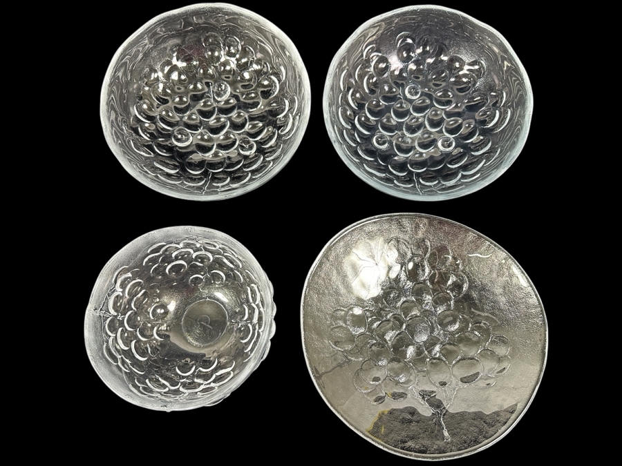 Just Added - (4) Kosta Boda Sweden Grape Bowls (1) 10 3/8W, (1) 7W & (2) 9.5W [Photo 1]