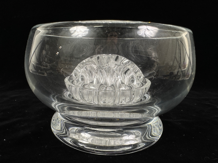 Just Added - William Yeoward Crystal Bowl Vase With Flower Frog 6W X 3 7/8H [Photo 3]