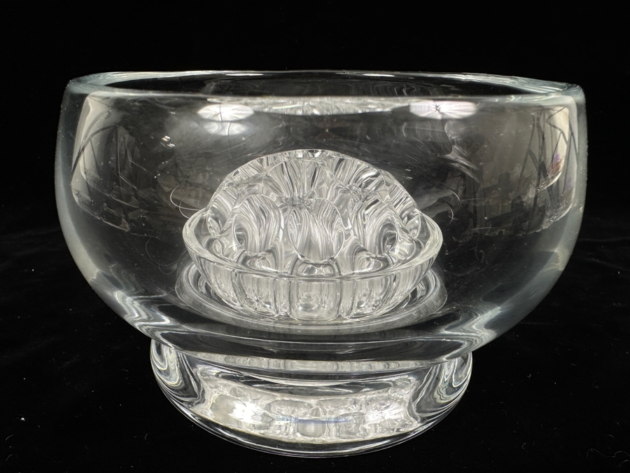 Just Added - William Yeoward Crystal Bowl Vase With Flower Frog 6W X 3 7/8H [Photo 6]