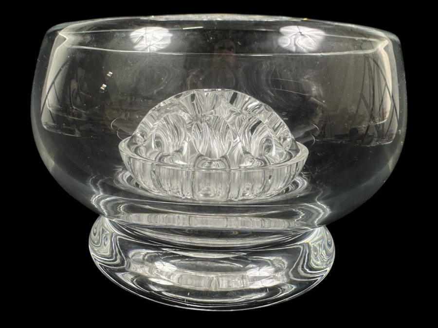Just Added - William Yeoward Crystal Bowl Vase With Flower Frog 6W X 3 7/8H [Photo 1]