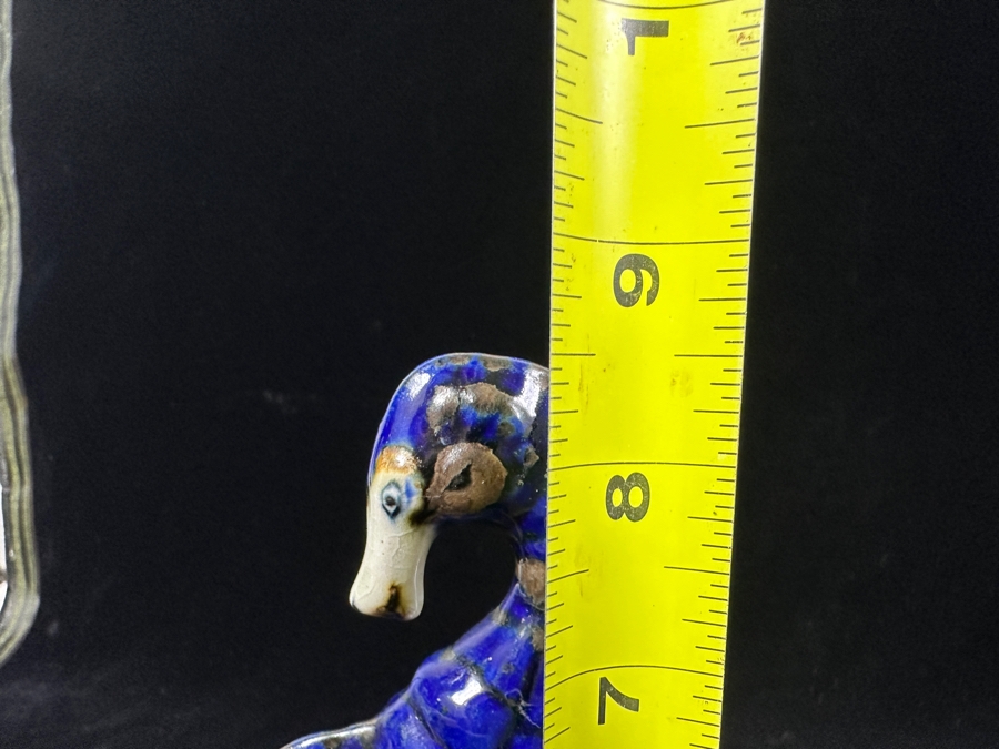 Just Added - Pair Of Vintage Mexican Tonala Ceramic Pottery And Brass Fish Sculptures 8.5'H & 9'H [Photo 10]