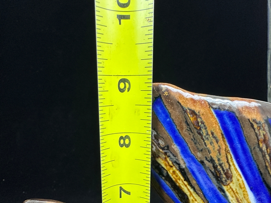 Just Added - Pair Of Vintage Mexican Tonala Ceramic Pottery And Brass Fish Sculptures 8.5'H & 9'H [Photo 9]