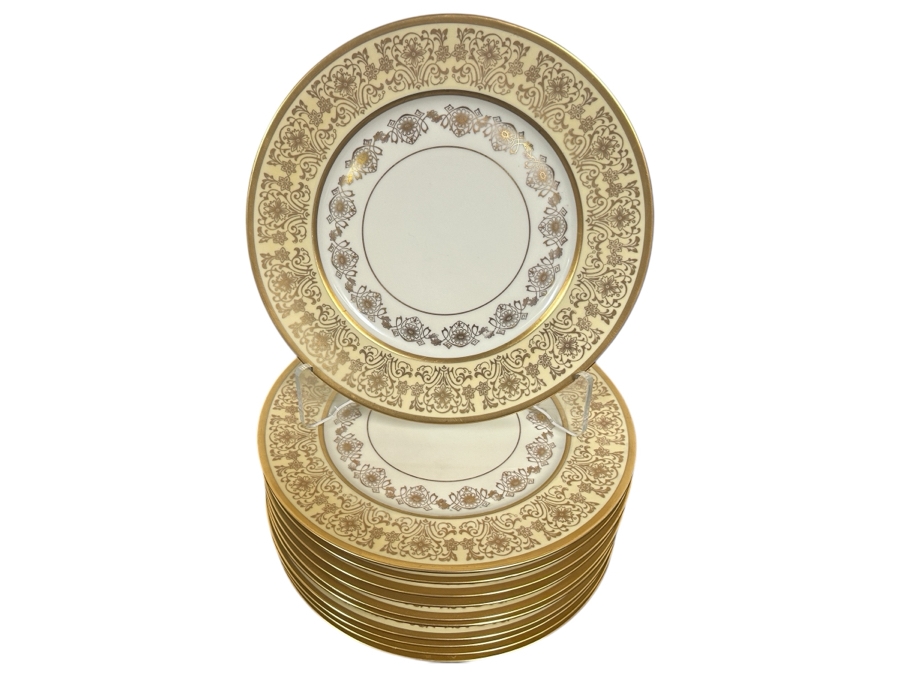 Just Added - (11) Heinrich & Co. Selb Bavaria Pickard Gilt Dinner Plates 10 7/8W Estimate $500