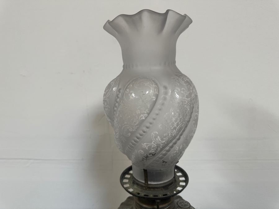 Just Added - Antique Spirit Kerosene Lamp Featuring A Cherub Figure Converted To A Lamp But Needs Rewiring 28'H [Photo 7]