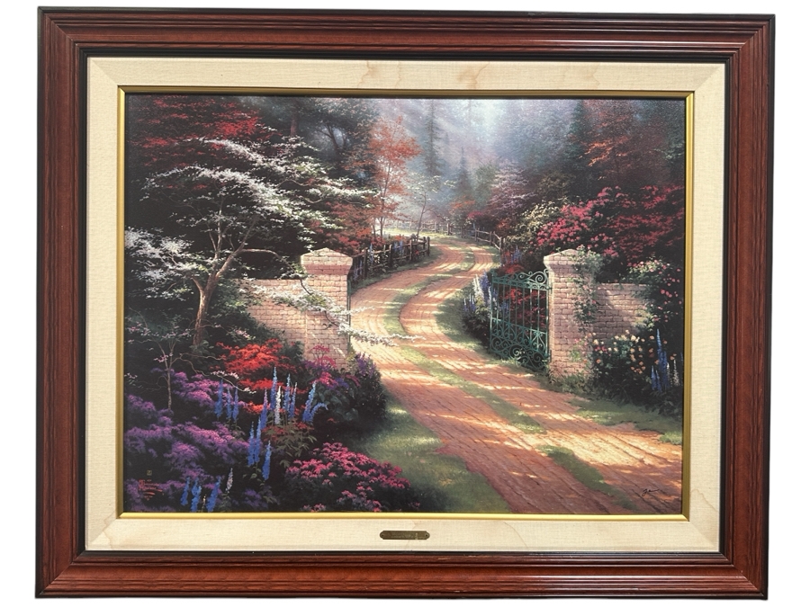 Just Added - Thomas Kinkade (1958-2012, American) Hand Signed Limited Edition Canvas Print Titled 'Spring Gate' 34 X 25 Framed 43 X 34.5 [Photo 3]
