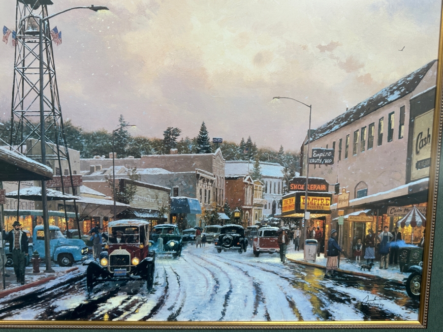Just Added - Thomas Kinkade (1958-2012, American) Hand Signed Limited Edition Print Titled 'Main Street Matinee' Numbered 335 Of 390 P/P 26.5 X 17.5 Framed 37.5 X 28.5 [Photo 5]