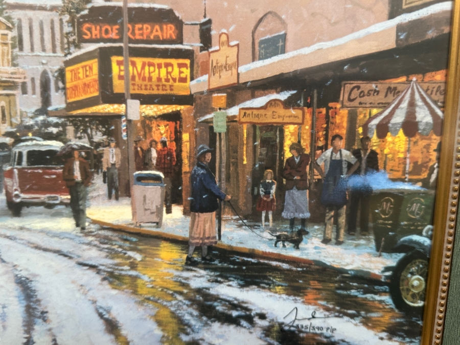 Just Added - Thomas Kinkade (1958-2012, American) Hand Signed Limited Edition Print Titled 'Main Street Matinee' Numbered 335 Of 390 P/P 26.5 X 17.5 Framed 37.5 X 28.5 [Photo 6]