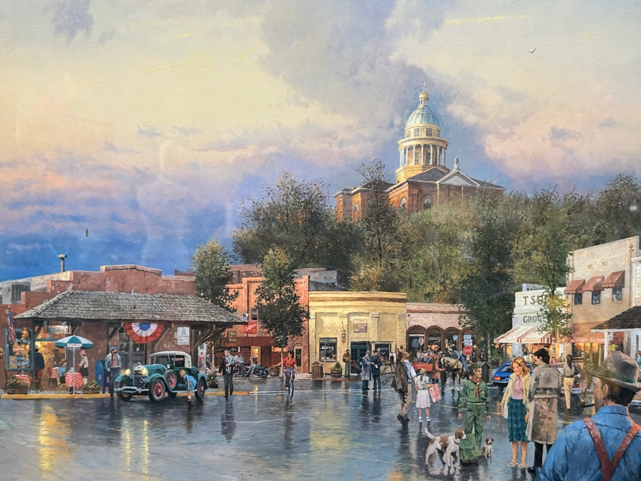 Just Added - Thomas Kinkade (1958-2012, American) Hand Signed Limited Edition Print Titled 'Main Street Courthouse' Numbered 1,764 Of 1,950 26.5 X 18 Framed 35.5 X 26.5 [Photo 7]